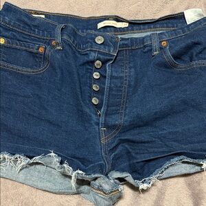 Classic Levi’s  Blue Button-Fly Jean Shorts country fringe